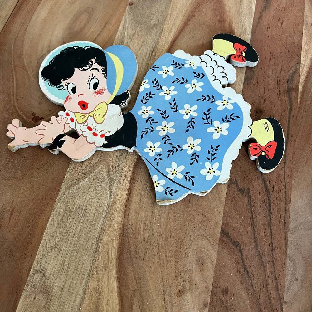 40-50's Vintage Nursery Rhyme Wall Plaque Art Decor Baby's Room Little Bo Peep